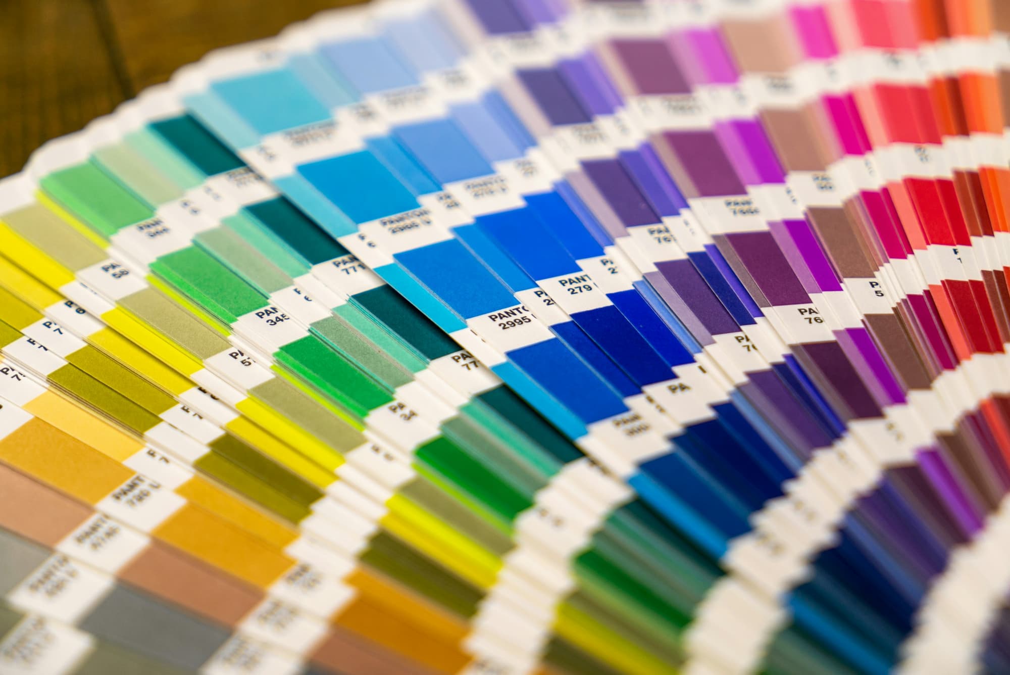 Farbfächer mit Papiermustern in allen Farben